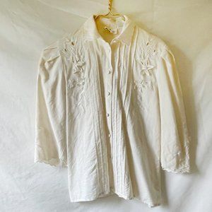 Vintage Ivory Blouse/Skirt Out of Africa Vibes